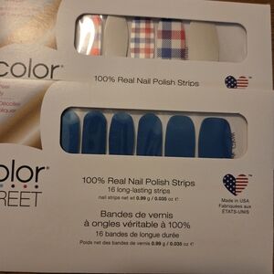 Color Street Blue and Plaid Nail Strips (6 Sets)